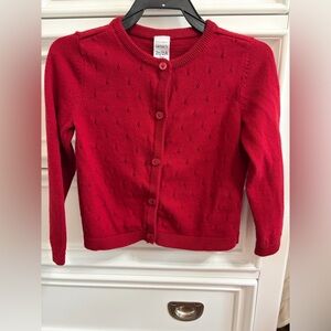 Carter's Bright Red Eyelet Knit Button-Up Cardigan